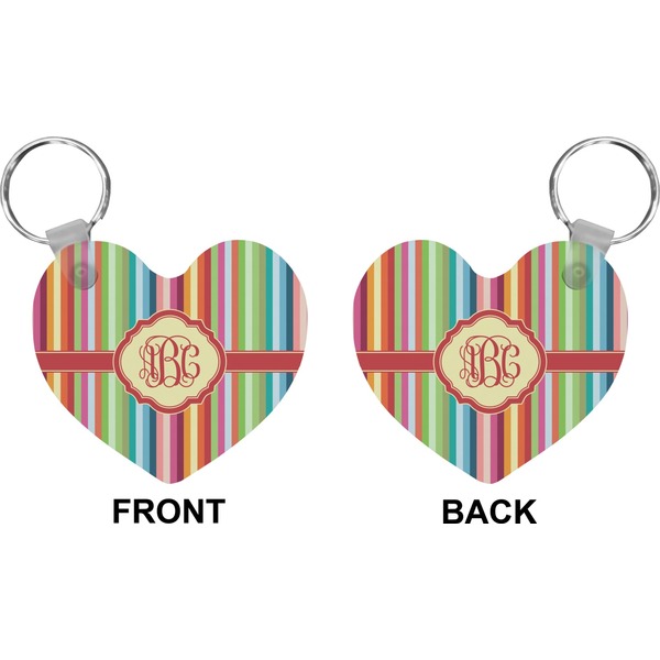 Retro Vertical Stripes Heart Keychain (Front + Back)