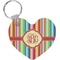 Retro Vertical Stripes Heart Keychain (Personalized)