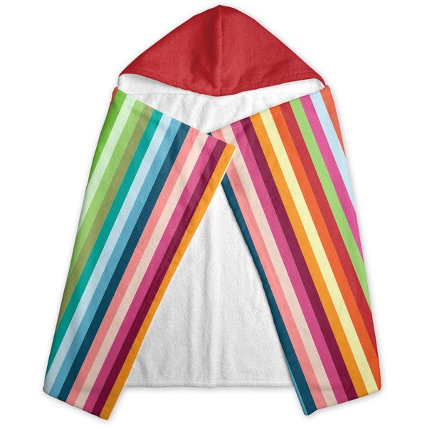 Retro Vertical Stripes Hooded Towel - Folded