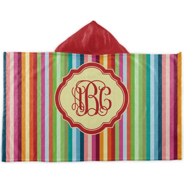Custom Retro Vertical Stripes Kids Hooded Towel (Personalized)