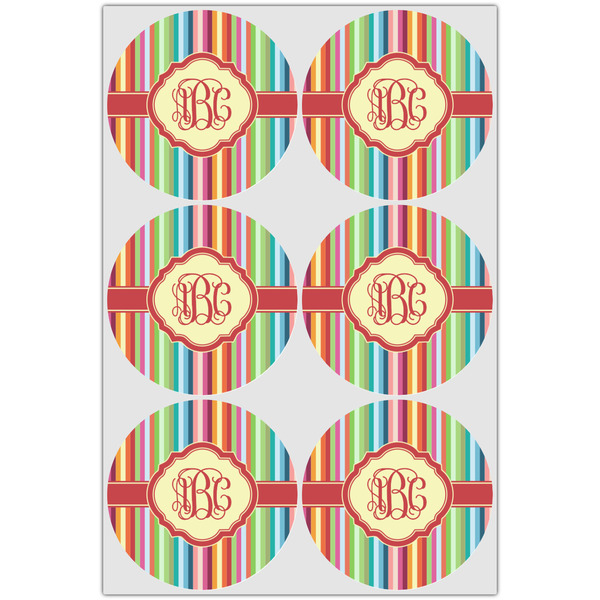 Retro Vertical Stripes Icing Circle - Large - Set of 6