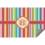 Retro Vertical Stripes Indoor / Outdoor Rug - 6'x8' w/ Monogram