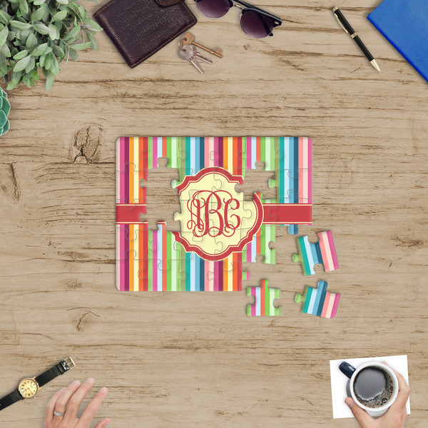 Retro Vertical Stripes Jigsaw Puzzle 30 Piece - In Context