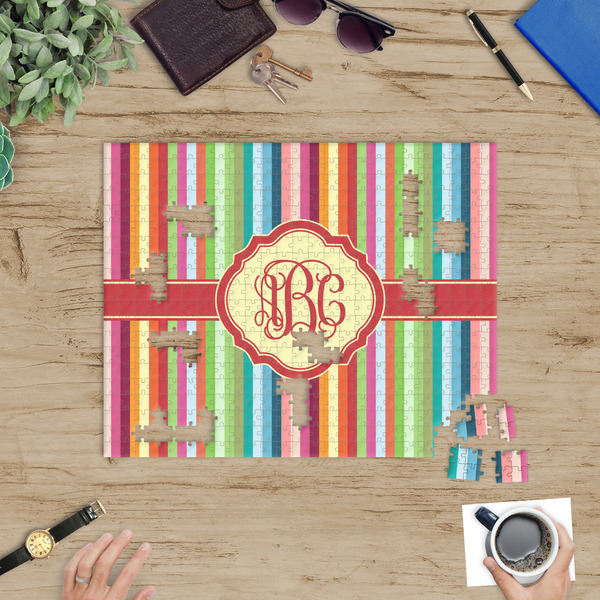 Retro Vertical Stripes Jigsaw Puzzle 500 Piece - In Context