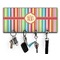 Retro Vertical Stripes Key Hanger w/ 4 Hooks & Keys