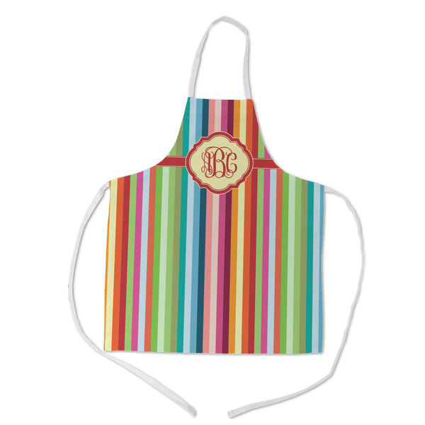 Custom Retro Vertical Stripes Kid's Apron w/ Monogram