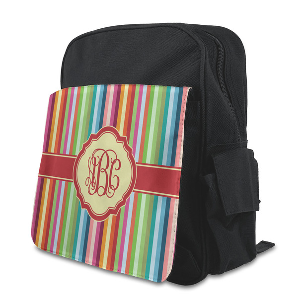 Custom Retro Vertical Stripes Preschool Backpack (Personalized)
