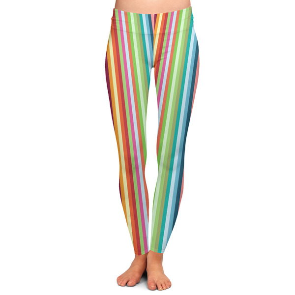 Custom Retro Vertical Stripes Ladies Leggings - Small