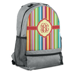 Retro Vertical Stripes Backpack - Grey (Personalized)