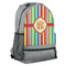 Retro Vertical Stripes Large Backpack - Gray - Angled View