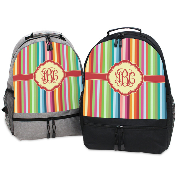 Retro Vertical Stripes Large Backpacks - Both