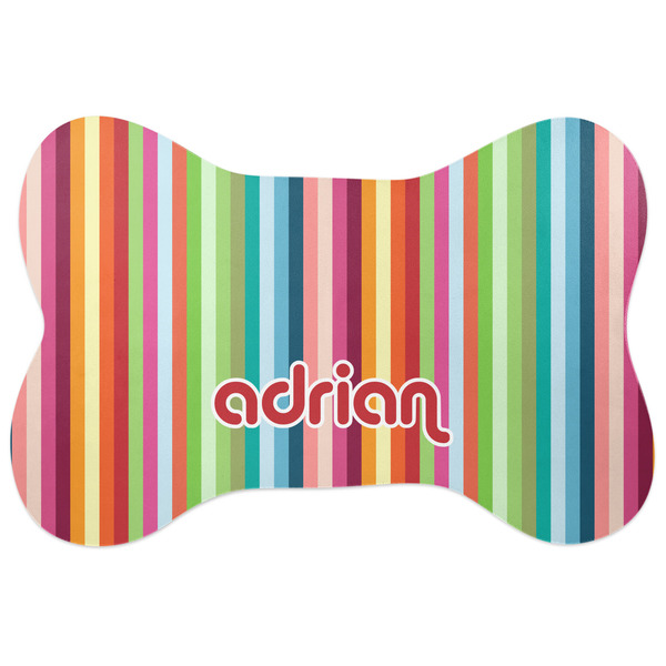 Custom Retro Vertical Stripes Bone Shaped Dog Food Mat (Personalized)