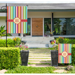 Retro Vertical Stripes Large Garden Flag - Double Sided (Personalized)