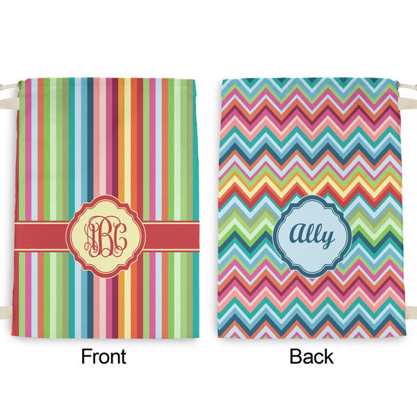 Retro Vertical Stripes Large Laundry Bag - Front & Back View