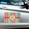 Retro Vertical Stripes Large Rectangle Car Magnets- In Context