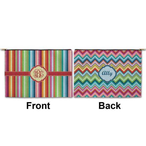 Retro Vertical Stripes Large Zipper Pouch Approval (Front and Back)
