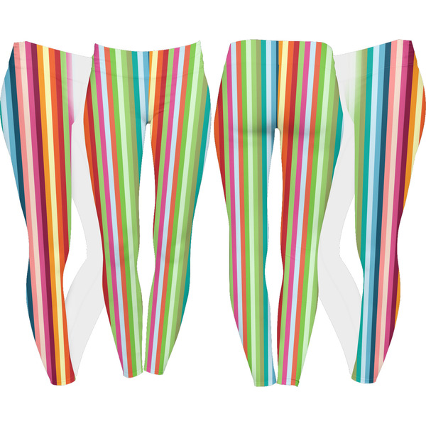 Retro Vertical Stripes Leggings Turn Around - Apvl