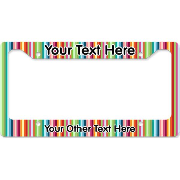 Custom Retro Vertical Stripes License Plate Frame - Style B (Personalized)