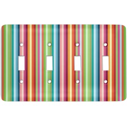 Retro Vertical Stripes Light Switch Cover (4 Toggle Plate)
