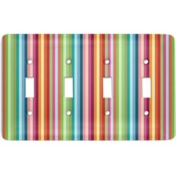 Retro Vertical Stripes Light Switch Cover (4 Toggle Plate)
