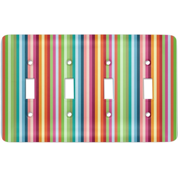 Custom Retro Vertical Stripes Light Switch Cover (4 Toggle Plate)