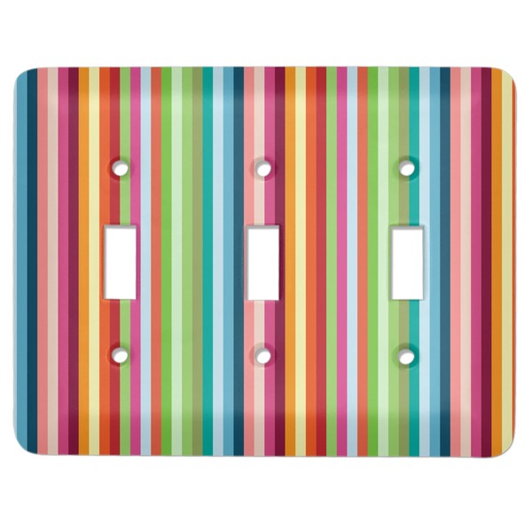 Custom Retro Vertical Stripes Light Switch Cover (3 Toggle Plate)