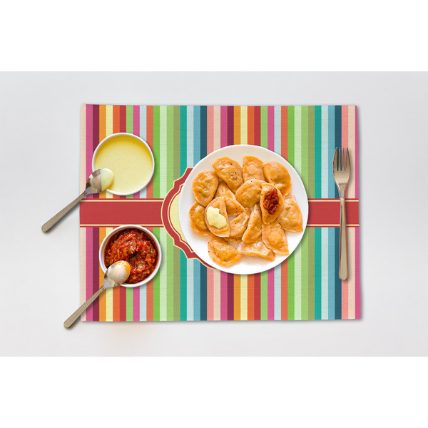 Retro Vertical Stripes Linen Placemat - Lifestyle (single)