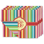 Retro Vertical Stripes Linen Placemat w/ Monogram