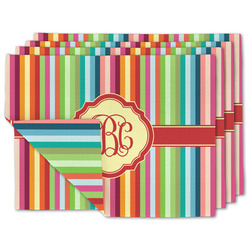 Retro Vertical Stripes Linen Placemat w/ Monogram