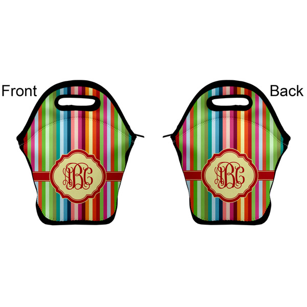 Retro Vertical Stripes Lunch Bag - Front and Back