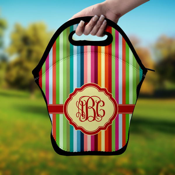 Retro Vertical Stripes Lunch Bag - Hand