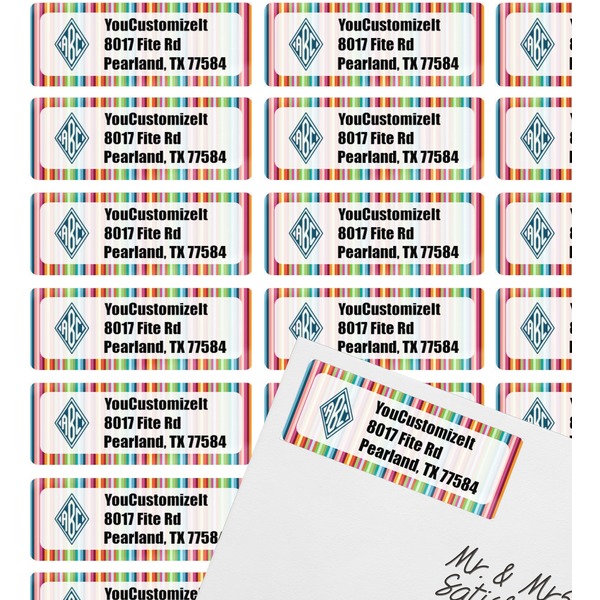 Retro Vertical Stripes Mailing Label on Envelope - Multiple Labels