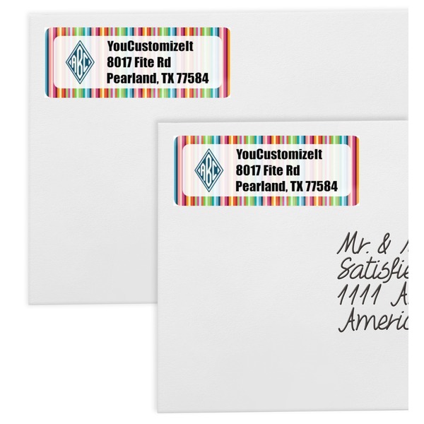 Retro Vertical Stripes Mailing Labels - Double Stack Close Up