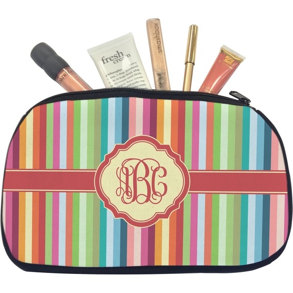 Custom Retro Vertical Stripes Makeup / Cosmetic Bag - Medium (Personalized)