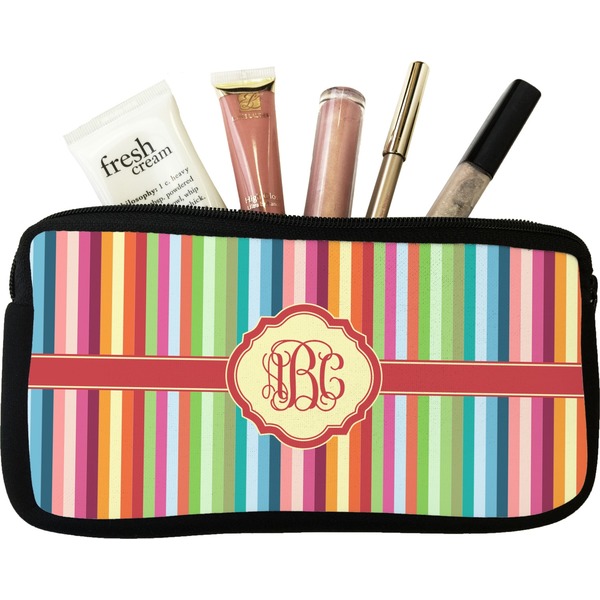Custom Retro Vertical Stripes Makeup / Cosmetic Bag (Personalized)