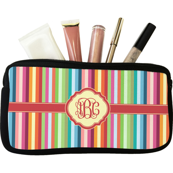 Custom Retro Vertical Stripes Makeup / Cosmetic Bag (Personalized)