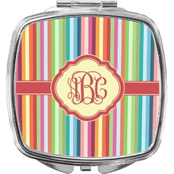 Retro Vertical Stripes Compact Makeup Mirror (Personalized)