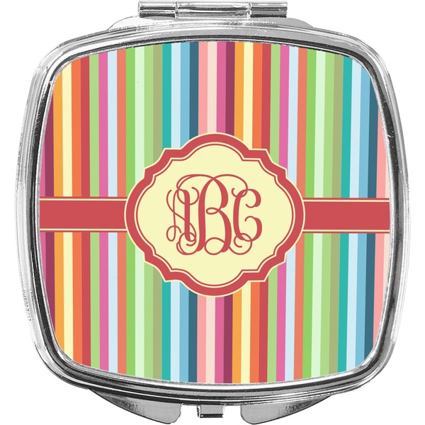 Custom Retro Vertical Stripes Compact Makeup Mirror (Personalized)