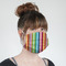 Retro Vertical Stripes Mask - Quarter View on Girl
