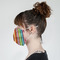 Retro Vertical Stripes Mask - Side View on Girl
