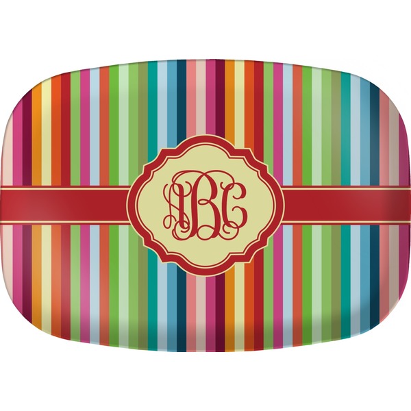 Custom Retro Vertical Stripes Melamine Platter (Personalized)