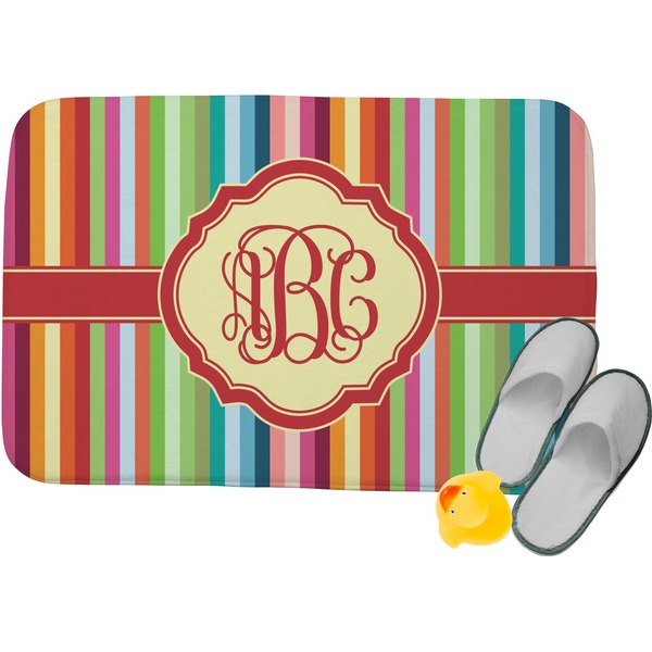 Custom Retro Vertical Stripes Memory Foam Bath Mat - 34"x21" (Personalized)