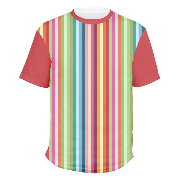 Custom Retro Vertical Stripes Men's Crew T-Shirt - Medium