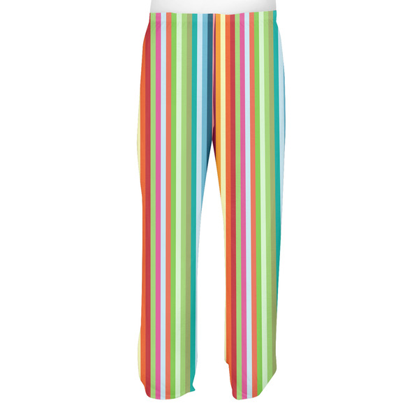 Retro Vertical Stripes Men's Pjs Back - on model