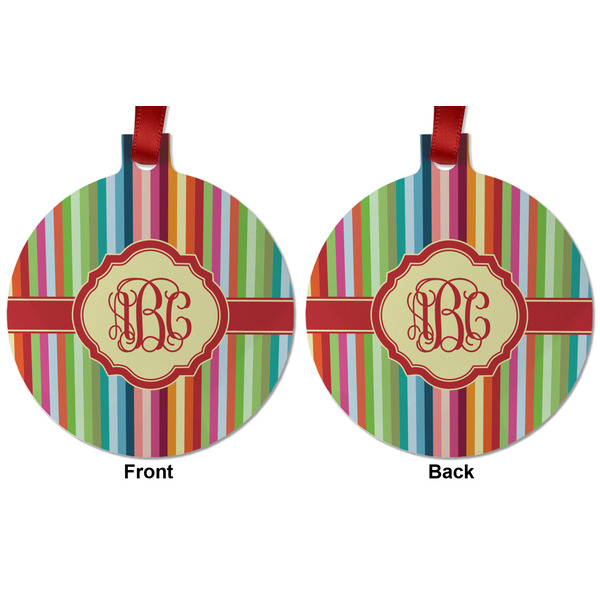 Retro Vertical Stripes Metal Ball Ornament - Front and Back