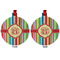 Retro Vertical Stripes Metal Ball Ornament - Front and Back