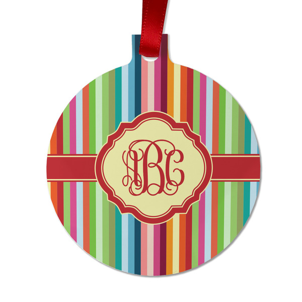 Retro Vertical Stripes Metal Ball Ornament - Front