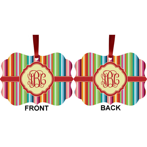 Retro Vertical Stripes Metal Benilux Ornament - Front and Back (APPROVAL)