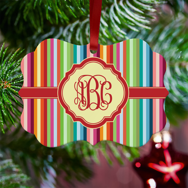 Retro Vertical Stripes Metal Benilux Ornament - Lifestyle