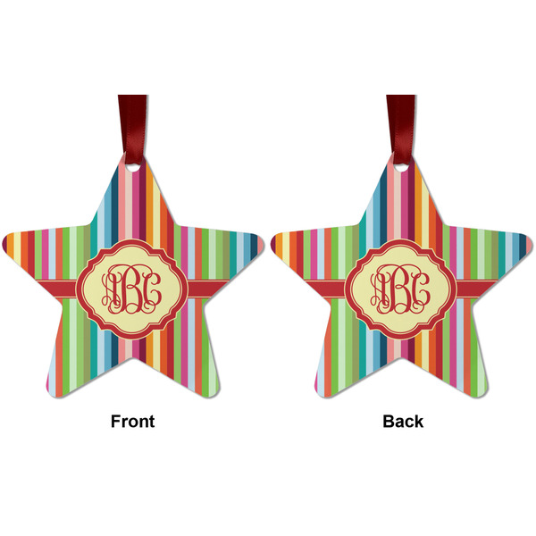 Retro Vertical Stripes Metal Star Ornament - Front and Back